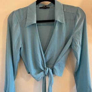 Forever 21 blue sheer tie top